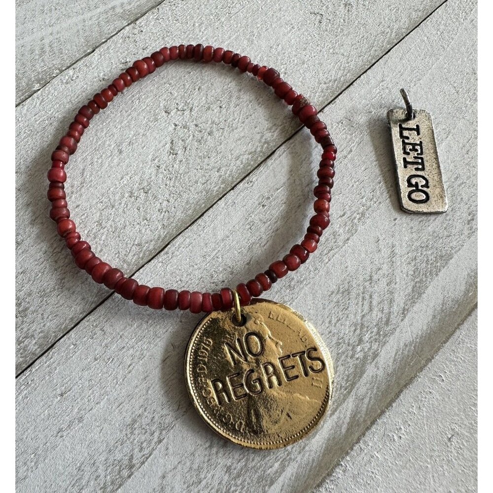 Alisa Michelle NO REGRETS Stretch Braclet & LET GO Charm Pendant